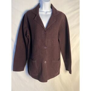 Jessica Holbrook Brown Wool Jacket Button Front Blazer Size Small